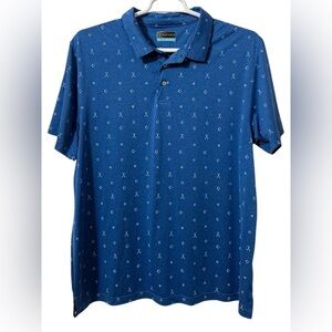 PGA Tour Men’s Golf Polo Shirt Small Club Logos Blue Short Sleeve Men 2XL